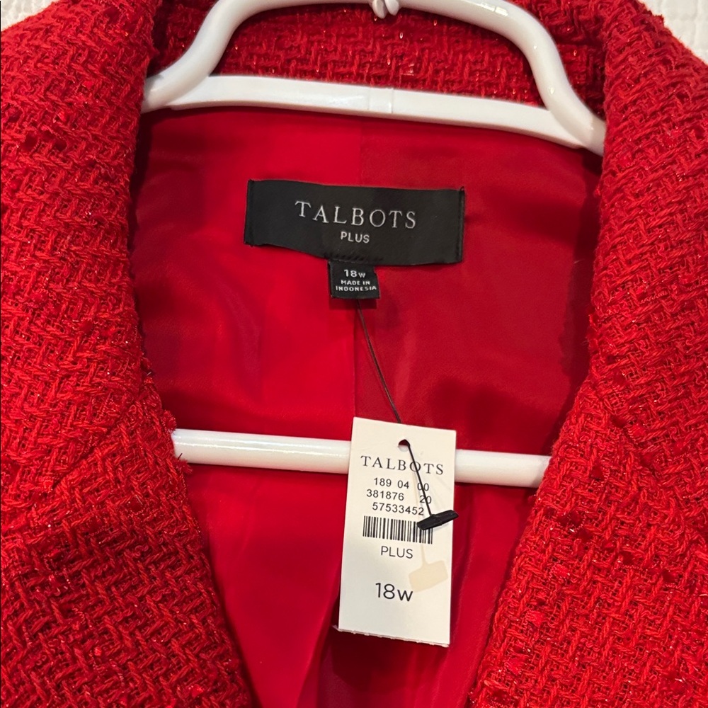 Talbots Red Metallic Tweed Blazer NWT Sz18W - Picture 6 of 10